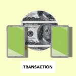 Ilustração isométrica de transferência de dinheiro entre celulares sobre fundo claro